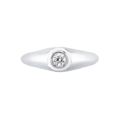 Solitario Uomo con diamante a castone 0.20 ct oro bianco 18k