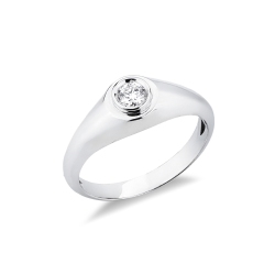 Solitario Uomo con diamante a castone 0.20 ct oro bianco 18k