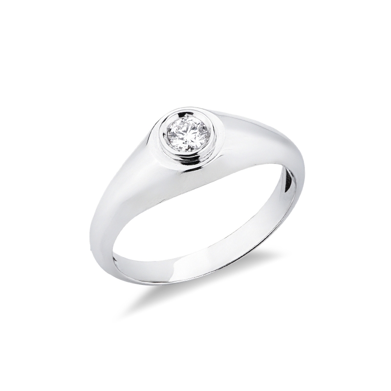 Solitario Uomo con diamante a castone 0.20 ct oro bianco 18k
