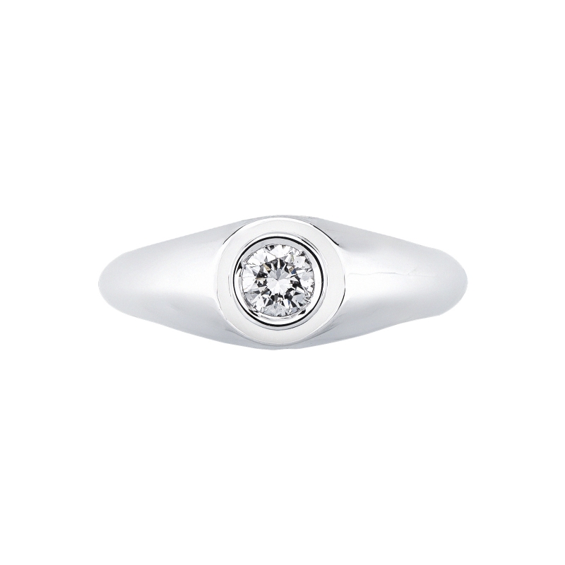 Anello solitario uomo con diamante 0.30 ct oro bianco 18k