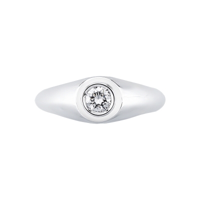 Anello solitario uomo con diamante 0.30 ct oro bianco 18k