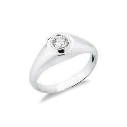 Anello solitario uomo con diamante 0.30 ct oro bianco 18k
