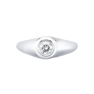 Anello solitario uomo in oro bianco 18k con diamante 0.40 ct