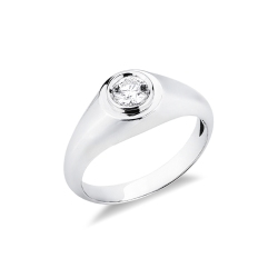 Anello solitario uomo in oro bianco 18k con diamante 0.40 ct