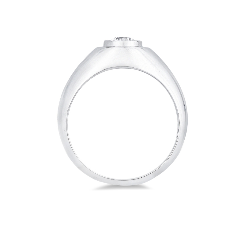 Anello solitario uomo con diamante 0.50 ct in oro bianco 18k 
