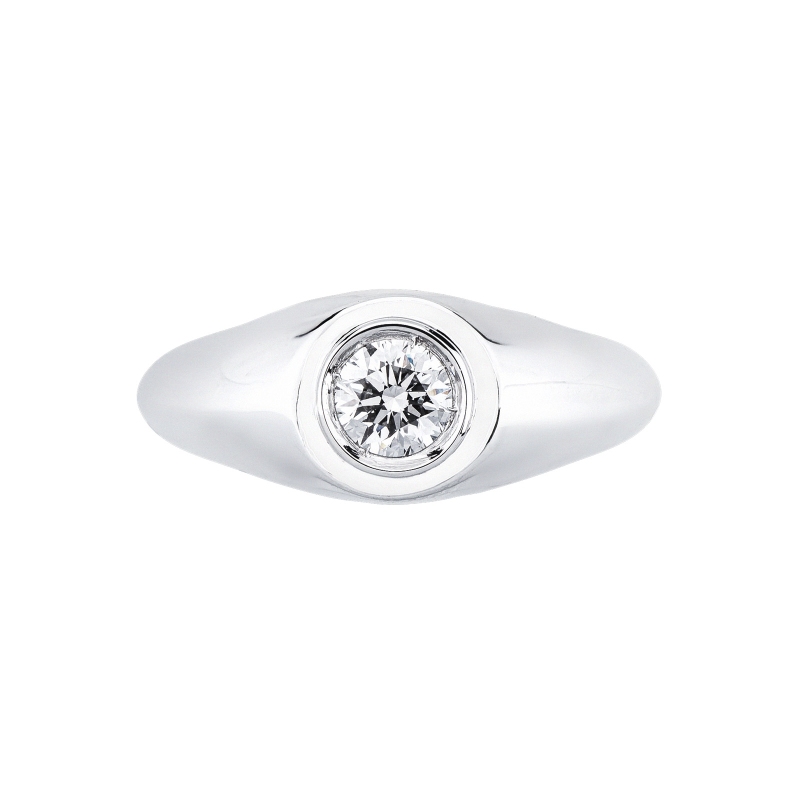 Anello solitario uomo con diamante 0.50 ct in oro bianco 18k 