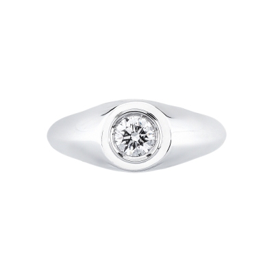 Anello solitario uomo con diamante 0.50 ct in oro bianco 18k 