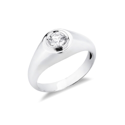 Anello solitario uomo con diamante 0.50 ct in oro bianco 18k 
