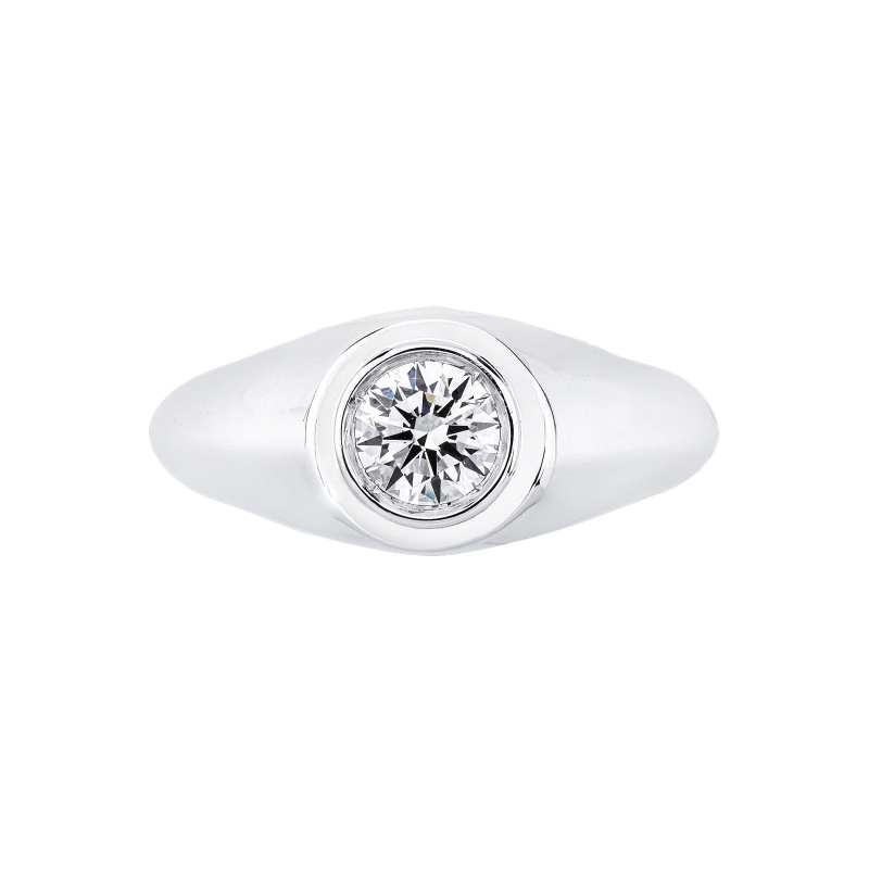 Solitario uomo con diamante 0,70 ct oro bianco 18k