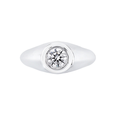 Solitario uomo con diamante 0,70 ct oro bianco 18k