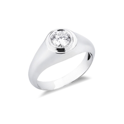 Solitario uomo con diamante 0,70 ct oro bianco 18k