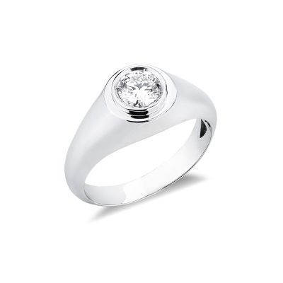 Solitario uomo con diamante 0,70 ct oro bianco 18k