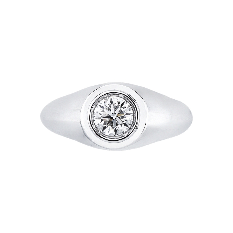 Solitario uomo con diamante 0.90 ct oro bianco 18k