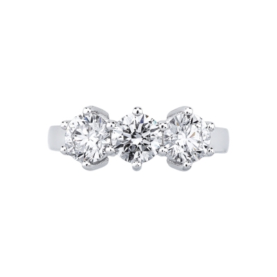 Anello trilogy con tre diamanti in oro bianco 18k