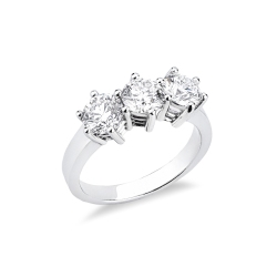 Anello trilogy con tre diamanti in oro bianco 18k