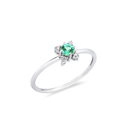 ANELLO CON BRILLANTI E SMERALDO TONDO, SIMILE A WANR7616BBS