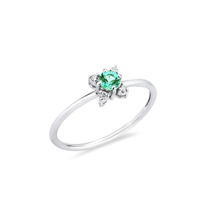 ANELLO CON BRILLANTI E SMERALDO TONDO, SIMILE A WANR7616BBS