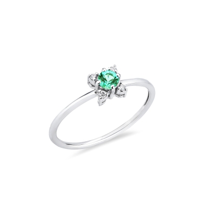 ANELLO CON BRILLANTI E SMERALDO TONDO, SIMILE A WANR7616BBS