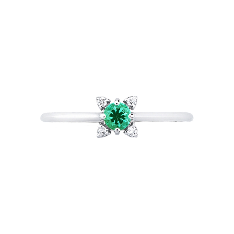 ANELLO CON BRILLANTI E SMERALDO TONDO, SIMILE A WANR7616BBS