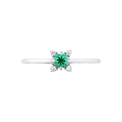 ANELLO CON BRILLANTI E SMERALDO TONDO, SIMILE A WANR7616BBS