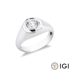 Anello solitario uomo diamante 1 ct in oro bianco 18k