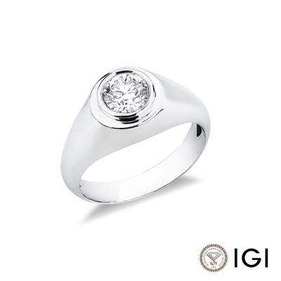 Anello solitario uomo diamante 1 ct in oro bianco 18k