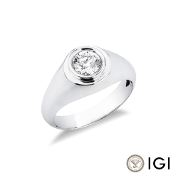 Solitario uomo con diamante 0.90 ct oro bianco 18k