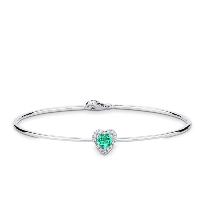 BRACCIALE RIGIDO CON CONTORNO IN BRILL E SMERALDO CUORE MM5X5, SIMILE A BRP48