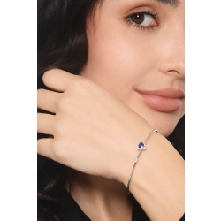 Bracciale rigido in oro 18k con zaffiro blu cuore e diamanti 2