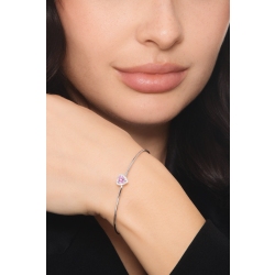 Bracciale rigido con zaffiro rosa a cuore e diamanti in oro bianco 750 2