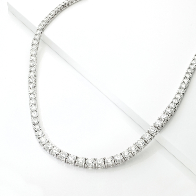 Collana tennis con diamanti naturali in oro bianco 18K