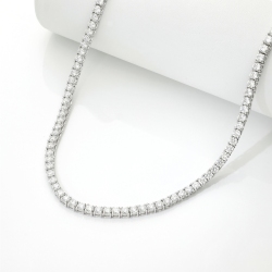 Collana tennis in oro bianco 750 con diamanti naturali, 45 cm