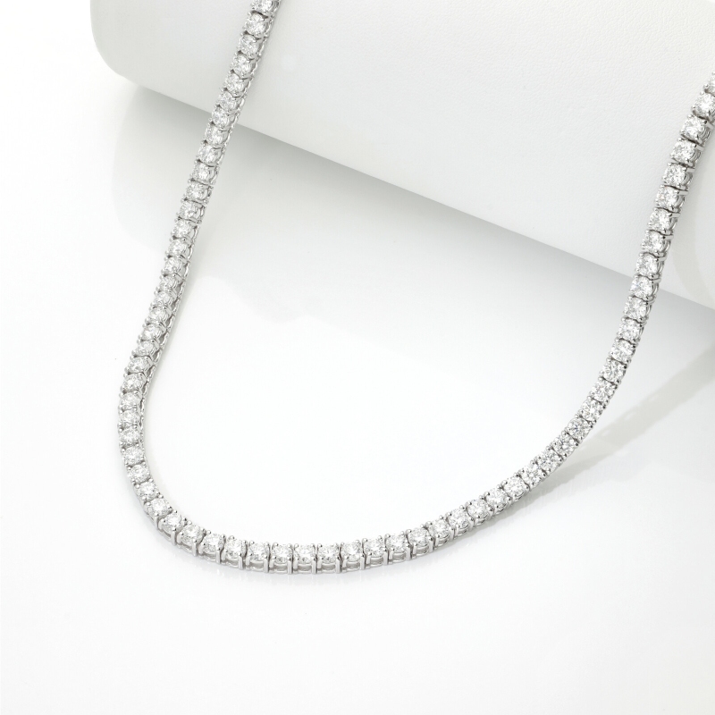 Collana tennis in oro bianco 750 con diamanti naturali, 45 cm