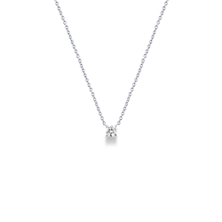Collana rolò punto luce con diamante 0.30 ct in oro bianco 18k
