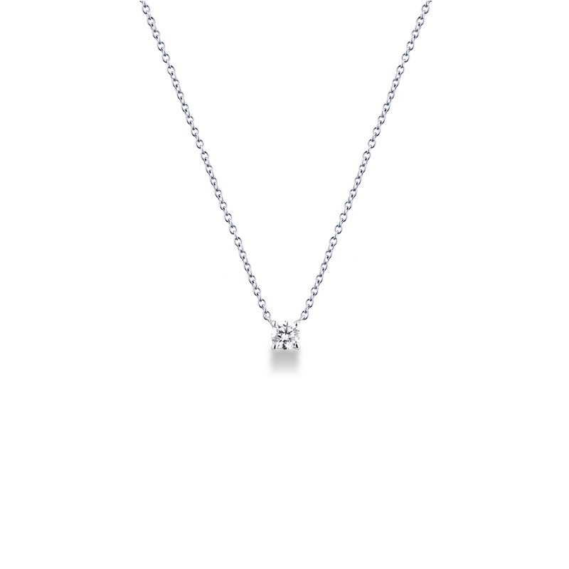 Collana rolò punto luce con diamante 0.30 ct in oro bianco 18k