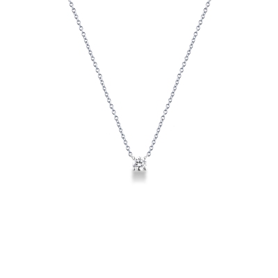 Collana rolò punto luce con diamante 0.30 ct in oro bianco 18k