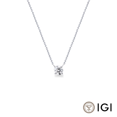 Collana punto luce in oro bianco 18k con diamante IGI, 1.00ct