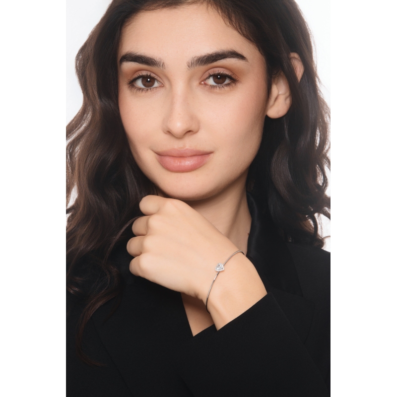 Bracciale rigido con acquamarina a cuore e diamanti in oro 18k 