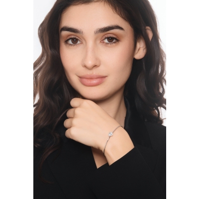 Bracciale rigido con acquamarina a cuore e diamanti in oro 18k 
