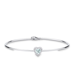 Bracciale rigido con acquamarina a cuore e diamanti in oro 18k 