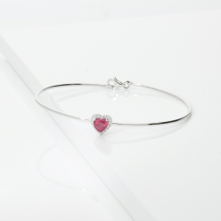 Bracciale in oro bianco 18k con rubino taglio cuore e diamanti 2