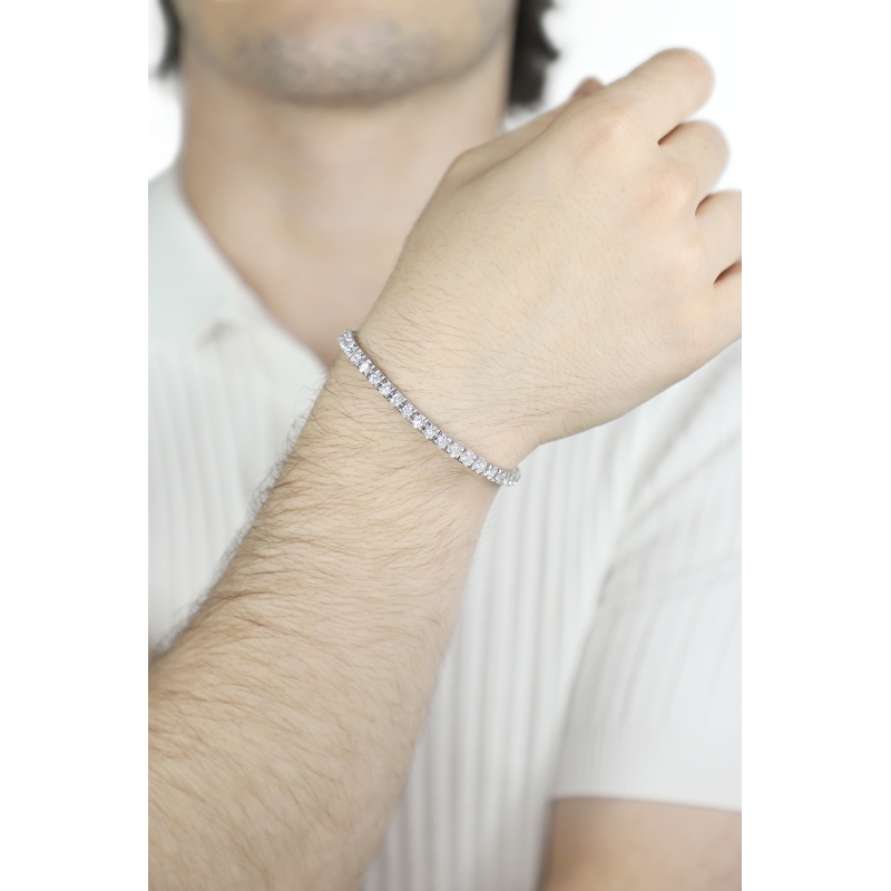 Bracciale tennis piramide in oro bianco 750 con diamanti