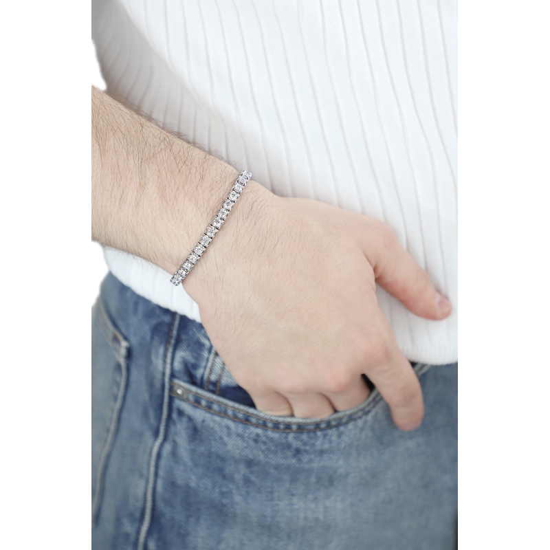 Bracciale tennis piramide in oro bianco 750 con diamanti