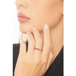 White gold 18k half eternity ring with diamonds and rubies 2