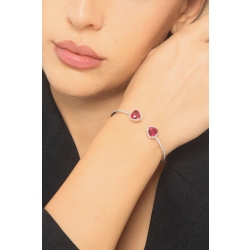 Bracciale in oro bianco 750 con diamanti e  due rubini taglio cuore 2
