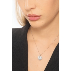 Collana acquamarina cuore e diamanti a contorno in oro 18k 2