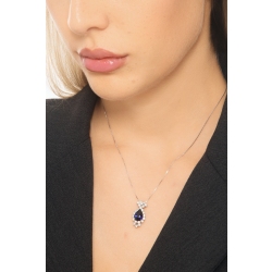 18k white gold blue sapphire pendant with diamonds  2