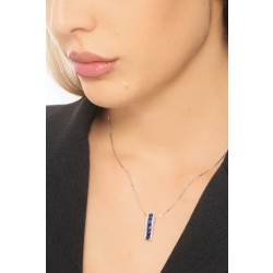 18k white gold bar pendant with diamonds and blue sapphires 2