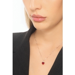 Collana in oro bianco 18k con rubino taglio a cuore e diamanti 2