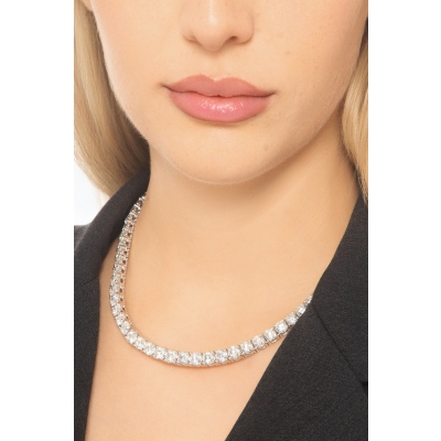 Collana tennis con diamanti naturali in oro bianco 18K